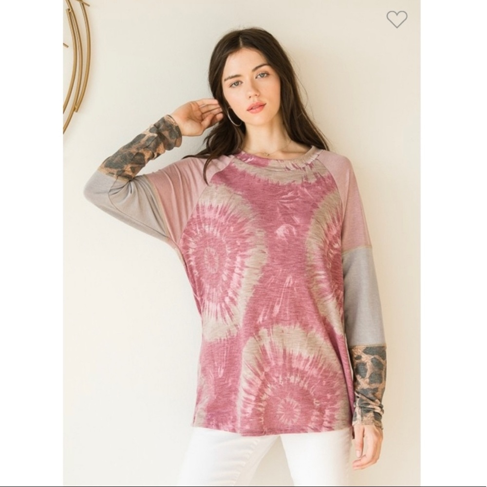 Burgundy Tie Dye Long Sleeve